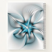 Bloemenelegantie Moderne Abstracte Blauwe Fractal Notitieboek (Achterkant)