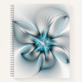 Bloemenelegantie Moderne Abstracte Blauwe Fractal  Notitieboek