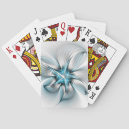 Bloemenelegantie Moderne Abstracte Blauwe Fractal  Pokerkaarten