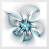 Bloemenelegantie Moderne Abstracte Blauwe Fractal Raamsticker (Vel)