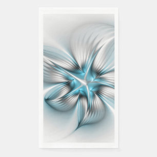Bloemenelegantie Moderne Abstracte Blauwe Fractal  Servet