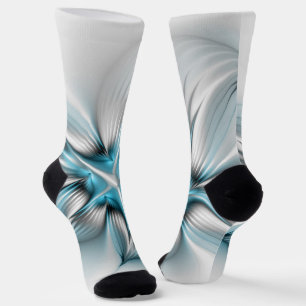 Bloemenelegantie Moderne Abstracte Blauwe Fractal Sokken