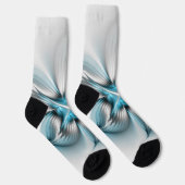 Bloemenelegantie Moderne Abstracte Blauwe Fractal  Sokken (Rechts)