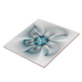 Bloemenelegantie Moderne Abstracte Blauwe Fractal  Tegeltje (Zijkant)