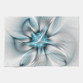 Bloemenelegantie Moderne Abstracte Blauwe Fractal  Theedoek (Horizontaal)