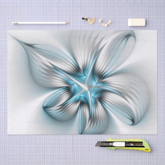 Bloemenelegantie Moderne Abstracte Blauwe Fractal Tissuepapier (Craft)