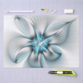 Bloemenelegantie Moderne Abstracte Blauwe Fractal  Tissuepapier (Craft)