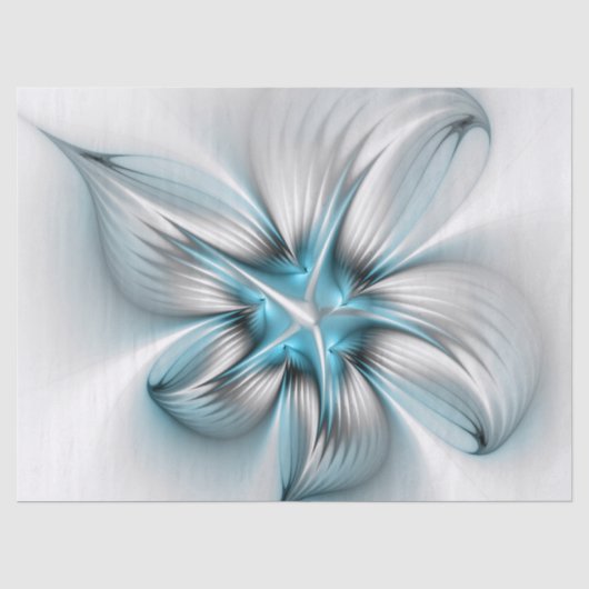 Bloemenelegantie Moderne Abstracte Blauwe Fractal  Tissuepapier (Voorkant)
