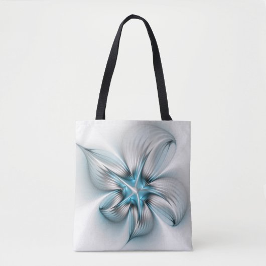 Bloemenelegantie Moderne Abstracte Blauwe Fractal Tote Bag (Voorkant)