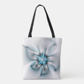 Bloemenelegantie Moderne Abstracte Blauwe Fractal Tote Bag (Achterkant)