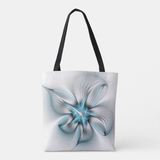 Bloemenelegantie Moderne Abstracte Blauwe Fractal Tote Bag (Achterkant)