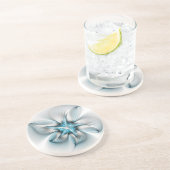 Bloemenelegantie Moderne Abstracte Blauwe Fractal  Zandsteen Onderzetter (Zijkant)