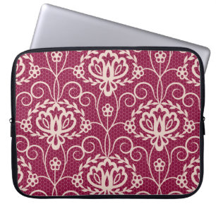 Bloemenelegantie: rood kantpatroon laptop sleeve
