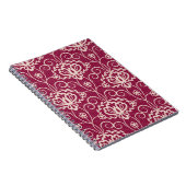 Bloemenelegantie: rood kantpatroon notitieboek (Rechterzijde)