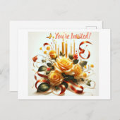 Bloemenelegantie: Viering in bloei Uitnodiging Briefkaart (Voorkant / Achterkant)