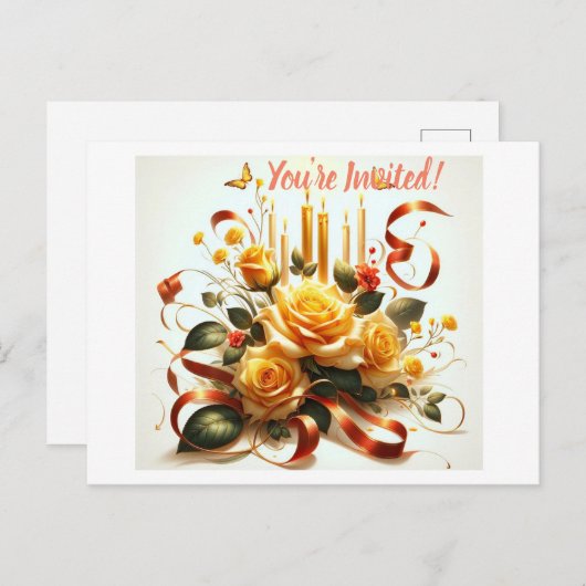 Bloemenelegantie: Viering in bloei Uitnodiging Briefkaart (Voorkant / Achterkant)