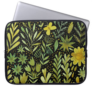 Bloemenelegantie: Waterverf Laptop Sleeve