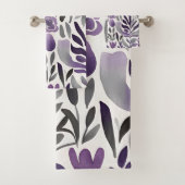 Bloemenelementen in het Paars Bad Handdoek (Insitu)