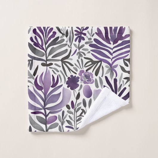 Bloemenelementen in het Paars Bad Handdoek (Wasdoekje)