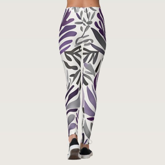 Bloemenelementen in het Paars Leggings (Achterkant)