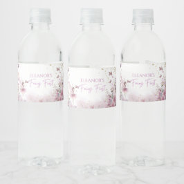 Bloemenelf eerste gepersonaliseerde feestfleslabel waterfles etiket