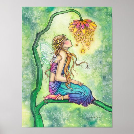 Bloemenelf Waterverf Illustratie De Dromer Poster (Voorkant)