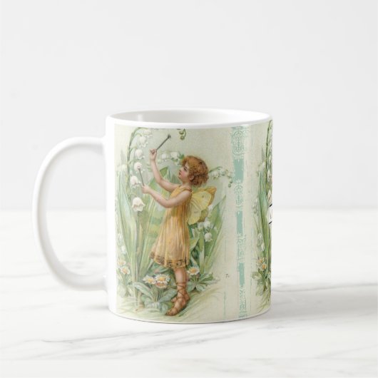 Bloemenelfje Sneeuwklokjes Vintage Kunst Monogram Koffiemok (Links)