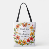 Bloemenen Krans Bruiloft Aangepaste Tekst Vlinders Tote Bag (Achterkant)