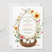 Bloemenen Nest Thema Pasen Baby Shower Kaart (Voorkant)