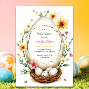 Bloemenen Nest Thema Pasen Baby Shower Kaart