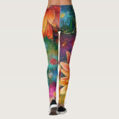 Bloemenexplosie: barstend kleurenpatroon leggings (Achterkant)