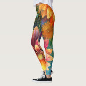 Bloemenexplosie: barstend kleurenpatroon leggings (Links)
