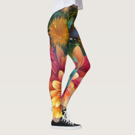 Bloemenexplosie: barstend kleurenpatroon leggings