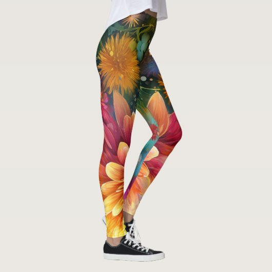 Bloemenexplosie: barstend kleurenpatroon leggings (Rechts)