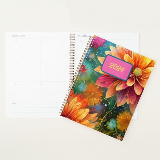 Bloemenexplosie: barstend kleurenpatroon planner (Display)