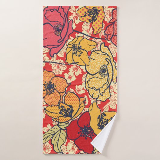 Bloemenexplosie: Naadloze  trend. Badhanddoek (Badhanddoek)