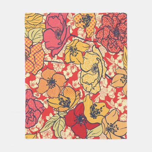 Bloemenexplosie: Naadloze  trend. Fleece Deken (Voorkant)