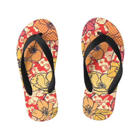 Bloemenexplosie: Naadloze  trend. Kinder Teenslippers (Voetbed)