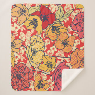 Bloemenexplosie: Naadloze  trend. Sherpa Deken