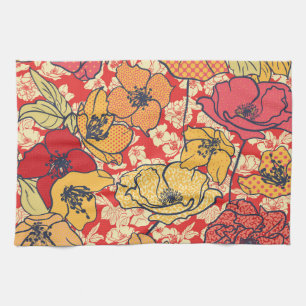 Bloemenexplosie: Naadloze trend. Theedoek