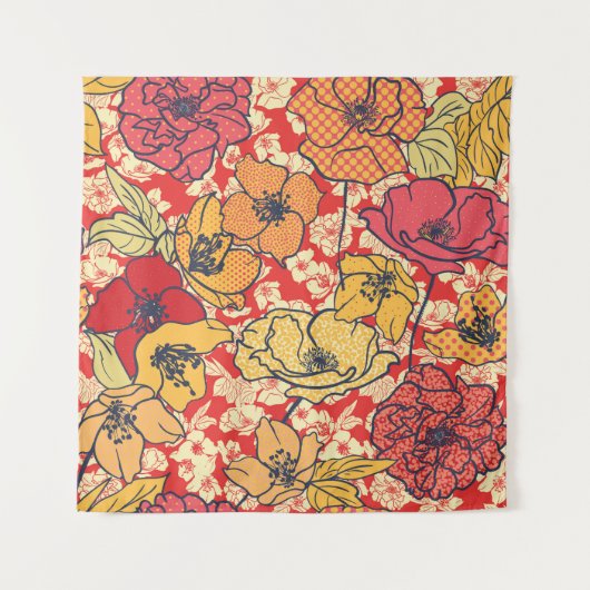 Bloemenexplosie: Naadloze  trend. Wandkleed (Voorkant)