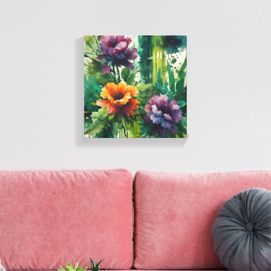 Bloemenexplosie van etherische Waterverf Canvas Afdruk (Insitu (Woonkamer))
