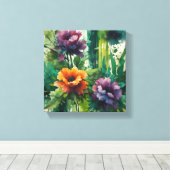 Bloemenexplosie van etherische Waterverf Canvas Afdruk (Insitu (Houten vloer))