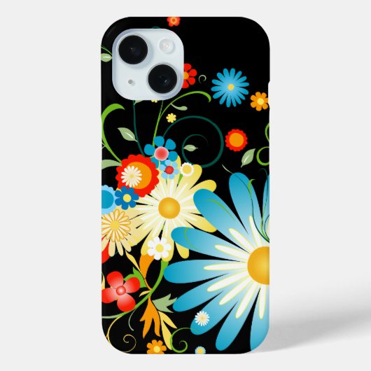 Bloemenexplosie van kleur op zwart Case-Mate iPhone case (Achterkant)