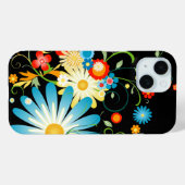 Bloemenexplosie van kleur op zwart Case-Mate iPhone case (Achterkant (horizontaal))