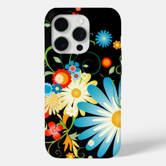 Bloemenexplosie van kleur op zwart Case-Mate iPhone case (Achterkant)