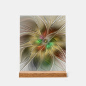 Bloemenfantasie met goudmodern Abstract fractal Acryl Bord (Voorkant)