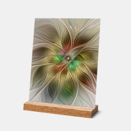 Bloemenfantasie met goudmodern Abstract fractal Acryl Bord