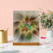 Bloemenfantasie met goudmodern Abstract fractal Acryl Bord (Huwelijk)