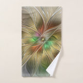 Bloemenfantasie met goudmodern Abstract fractal Bad Handdoek (Handdoek)
